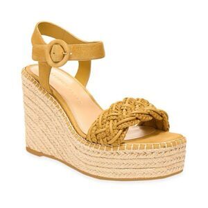VERONICA BEARD Reema‎ Woven Espadrille Wedge Sandals Sz 11 Yellow
